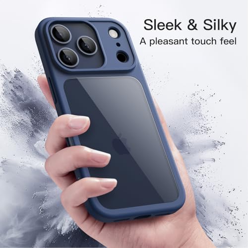 Image of JETech Case for iPhone 17 Pro 6.3-Inch, Shockproof Phone Bumper Cover, Solid Color Matte TPU Frame, Anti-Scratch Clear Back (Dark Blue)