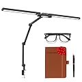THE HOUSERY Modern LED Desk Lamp for Home Office - Architect Style with Clamp, Adjustable Arms for Dual Screen Monitor, 24W Ultra Bright Auto Dimming | Includes Blue Light Blocking Glasses & Notebook