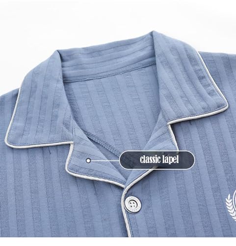 Men's 2-piece pajamas summer short-sleeved long pants loungewear thin section suit can be worn outside3