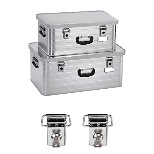 Enders Alubox 47 L + 80 L mit 2x Schloss Set - Aluminium Box 1 mm Wandstärke, spritzwasserdicht, stapelbar - Alu Box, Alukiste, Metallbox - verwendbar als Transportbox, Lagerbox, Werkzeugkiste