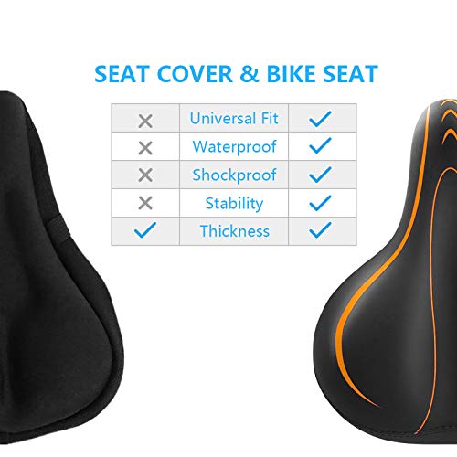 BLUEWIND Most Comfortable Bicycle Seat, Bike Seat Replacement with Dual Shock Absorbing Ball Wide Bike Seat Memory Foam Bicycle Gel Seat with Mounting Wrench (Orange)