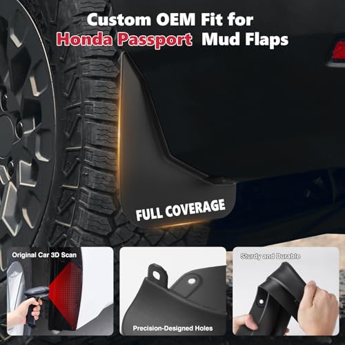 Image of Sunsdrew Mud Flaps for 2026 Honda Passport Mudguards Accessories All-Weather Passport Mud Flaps Splash Guards No-Drill Front and Rear-Black,4 Pc