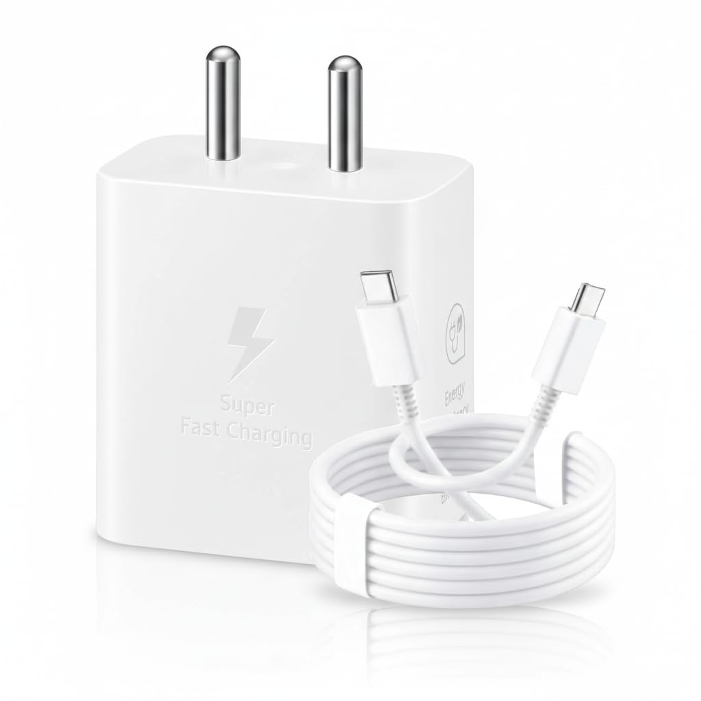 25W Type-C GAN 3A Superfast Charging Adapter with 1M Cable for Samsung A57|A37|A07|A55|A16|A36|A56|A35| A06|M36|M35|M16|M06|M05|M56| F70e|F17|F07|F36|F06|F05|F56|F16|S26|Tab-25watt USB C Fast Charger