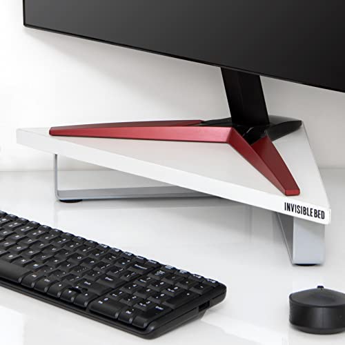 Image of INVISIBLE BED Wood Monitor Riser Stand, Computer Riser, Wool White
