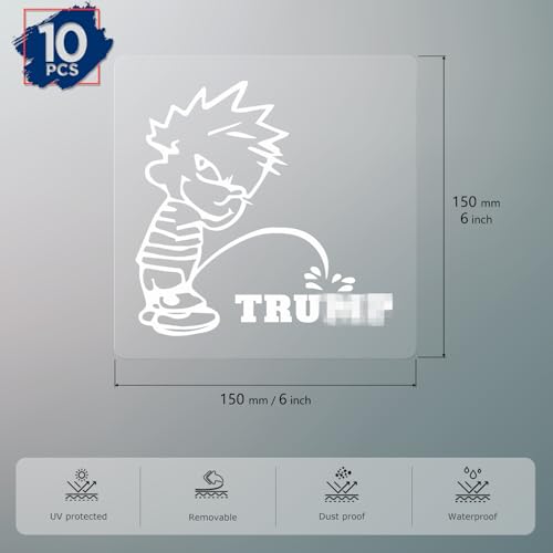 Image of ASUNO Calvin Peeing On Trxumxp Sticker Vinyl Decal Self-Adhesive Label 6 inch x 6 inch for Car Window Truck Auto Wall Laptop 10 PCS