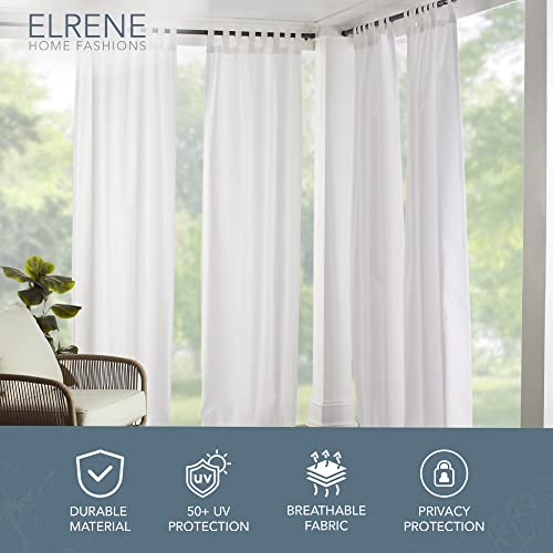 Elrene Home Fashions Matine Solid Tab-Top Indoor/Outdoor Curtain Panel, 52 inches X 84 inches, White, W 52" x L 84" (1 Panels) - Image 2