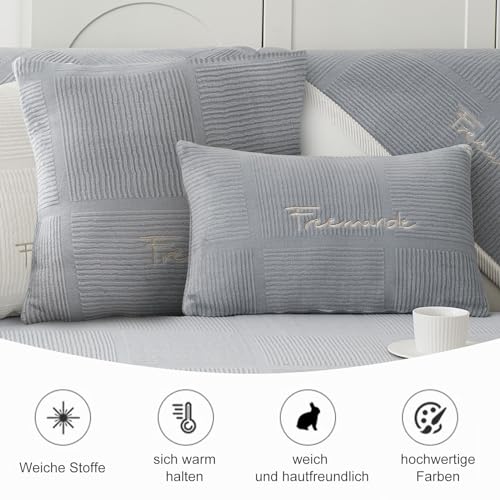 Couch Überzug,Sofa-Schutzhülle 1/2/3/4 Sitzer L Form Sofa Cover Sofa Überzug Ecksofa,2024 Neue Universelle Rutschfeste Solide Strukturierte Ultra Stretch Grau Kissenbezug für Wohnzimmer(45x45cm)
