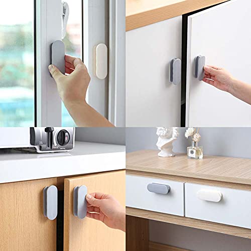Nt-Ling Self-Adhesive Pull Handles,Humanity Handle Helper Auxiliary For Kitchen Cabinet Knobs Drawer Window Sliding Door-Wardrobe Self-Stick Push Pull Helper Stick-On Handles(4Pcs) #TOP3