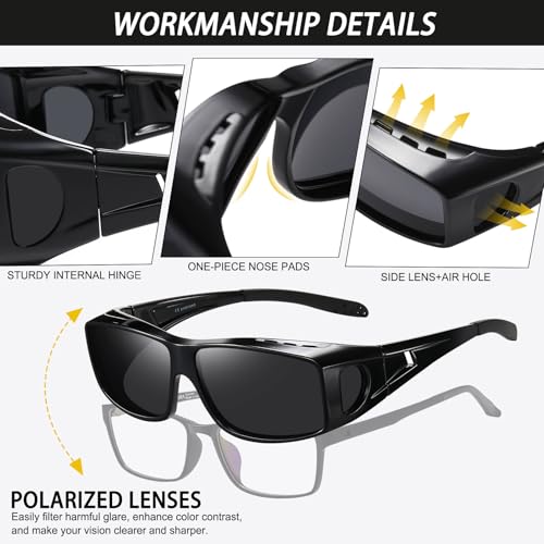 Image of HAOLOTA Night Vision Driving Over Glasses, Polarized Nighttime Glasses Men Women Anti Glare Yellow Tinted Lens