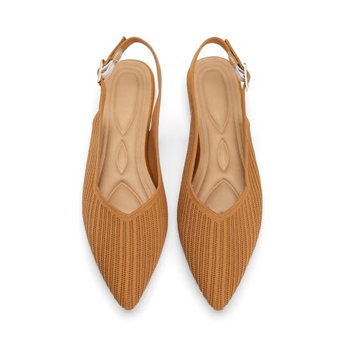 Women's Flats Shoes Pointed Toe Knit Foldable Ballet Ankle Strap Flat for Women Comfortable Dress Slip On Womens Shoe for Casual Office Work