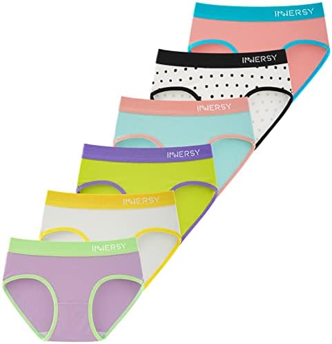 INNERSY Unterhosen Teenager Mädchen Baumwolle Unterwäsche Schlüpfer 6 Pack | Weiche Pantys im Alter 8-16 Jahre, 100% Baumwoll Schritt Unterhose, Sportunterwäsche in der Schule, Kin