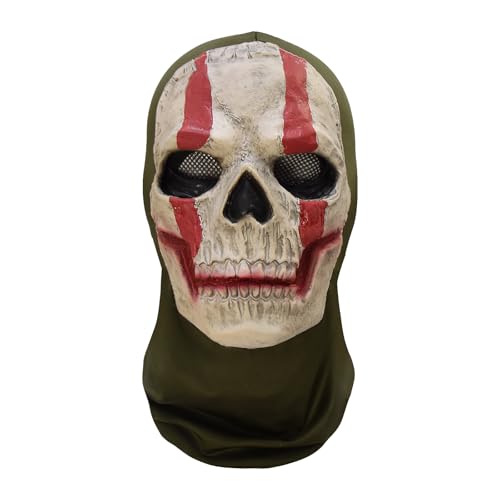 Ghost Skull Mask Full Face Unisex for War Game Outdoor Sport Halloween Cosplay (Red One Size)