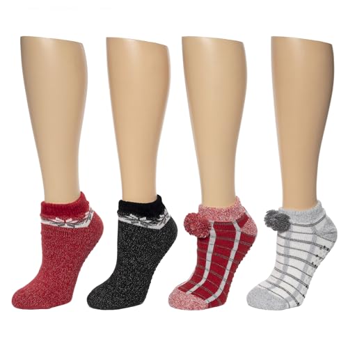 Cuddl Duds Women Warm Gift Multipack Super Soft Comfortable 4 Pair Pack Lounge Socks, Snowflake - Main Image