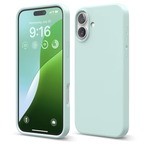 elago Compatible with iPhone 16 Plus Case, Premium Liquid Silicone Case, Full Body Protective Cover, Shockproof, Slim Phone Case, Anti-Scratch Soft Microfiber Lining, 6.7 inch (Mint) by elago - Used condition - CA$5.39