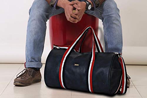 Image of Strutt Premium Blue Faux Leatherette Stylish & Lightweight Travel Duffle Bag for Women, Premium Duffel Bag for Travelling & Gym