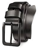 Papaanils Mens Black Dress Belt,Genuine Casual Mens Belts Leather for Jeans and Golf, Width1.5