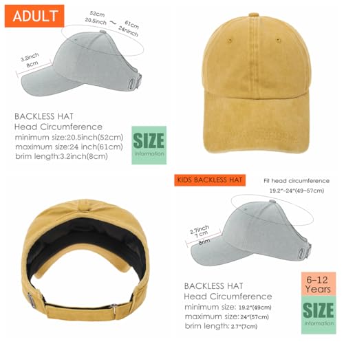 2PCS Mama and Mini Matching Backless Hat for Mom Girl,Parent-Child Baseball Cap Set for Kids Thick Natural Curly Hair2