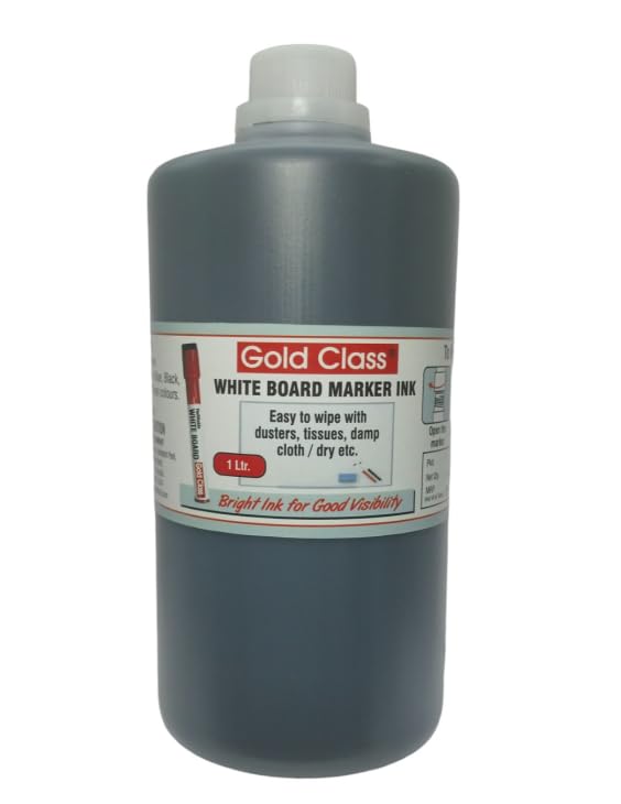 Gold Class White Board Marker Ink - 1000ml (Black) | Quick-Drying, Smudge-Proof Refill Ink | Bold Red Color | Easy to Use | Ideal for Schools, Offices & Whiteboard Surfaces | Indian Brand-image-9