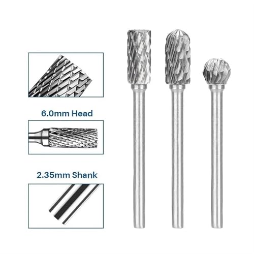 Juego 10 piezas fresas rotativas de carburo de tungsteno 2.35x6 mm miniatura 4
