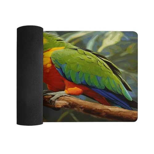 Alfombrilla para mouse grande con pintura de loro y base de goma miniatura 3