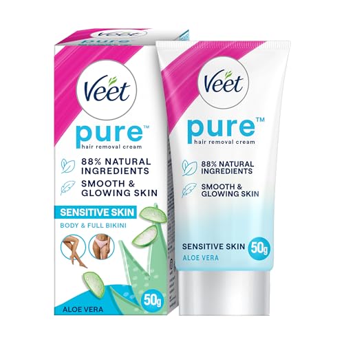 Image of Veet Pure Hair Removal Cream for Women For Sensitive Skin - 50g | Suitable for Legs, Underarms, Bikini, Arms | Long Lasting Smoothness | Hair Removal Cream