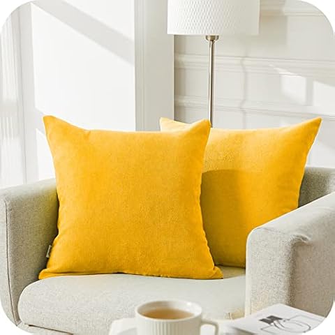 Housse Coussin Topfinel Chenille Jaune Moutarde Cover