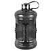 3 Liter BPA Free Reusable Plastic Drinking Water Bottle Jug Container w/Hand Holder Canteen and Stainless Steel Cap (Black)