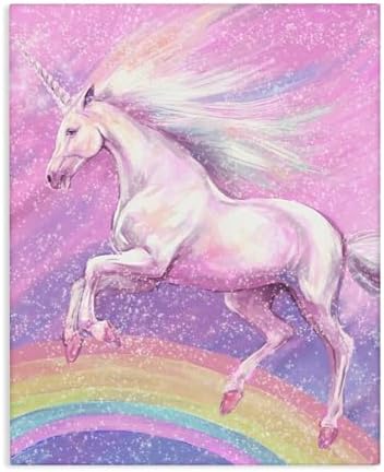Stupell Industries Rainbow Unicorn Scene Canvas Wall Art by Ziwei...