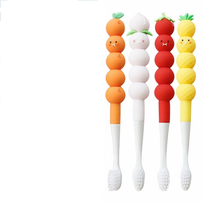 LIGHTER HOUSE� Children Soft-bristled Toothbrush Different Fruit Shape Soft Bristle Kids Oral Health Care 2-12 Years Old (02 Pcs Set) Mix Design-image-39