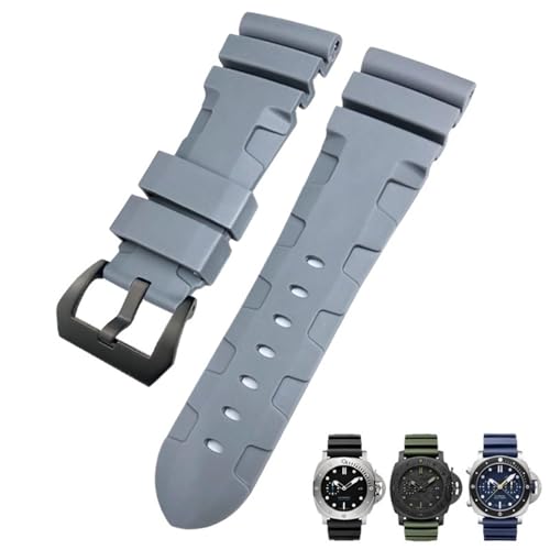 Bracelet Panerai en caoutchouc naturel 26mm haut de gamme bleu étanche pour PAM