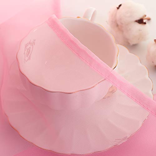 Keqiaosuocai 2 Pieces Pink Sheer Curtains 84 Inch Length For Girls Kid Nursery Room Bed Canopy - Rod Pocket Sheer Voile Curtain Panels For Wedding Party Backdrop Bedroom Living Room, 52Wx84L #TOP5