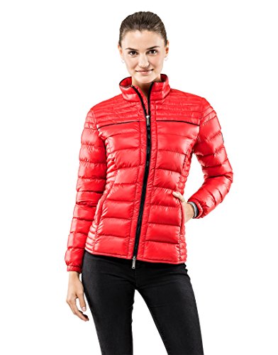 Vincenzo Boretti Chaqueta Acolchada Muy Suave de Mujer, para Entretiempo, Primavera, Invierno, Estilo Elegante Deportiva con Ribete Decorativo de Contraste, Bolsillos Interiores Rojo S