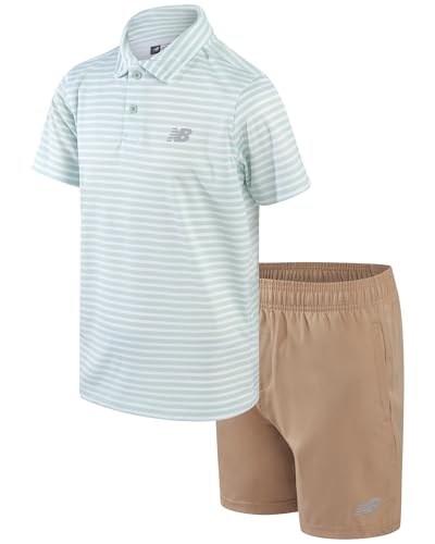 Image of New Balance Boys Short Set - 2 Piece Short Sleeve Collared Golf Boys Polo Shirt & Athletic Shorts for Outdoor Activities
