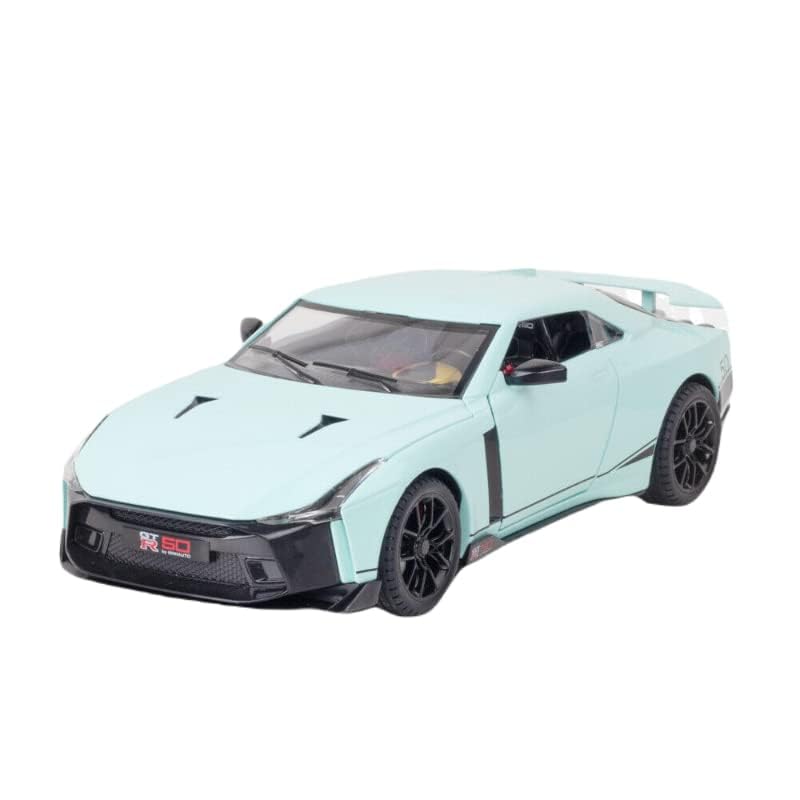 Image of Scale Exclusive Alloy Metal Pull Back | Die-cast Car Model with Sound Light Mini Auto Toy for Kids Metal Model Toy Car with Sound and Light (1.24 Scale -NI-SSAN GT-R50-L Green)
