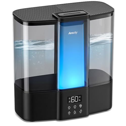 AEOCKY Geek-Level Humidifier for Baby, Quiet Ultrasonic Humidifiers for Bedroom, Nursery with Ambient Light, 4L Top-Fill Cool Mist Diffuser with Timer, Sleep, Auto, Constant Humidity Mode (Black)