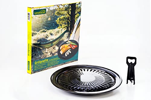 Campingman Grillplatte für Gaskocher – Antihaft BBQ Grillaufsatz mit Fettablauf – Kein Anbrennen & einfache Reinigung – Stabil für Camping, Outdoor & Picknick