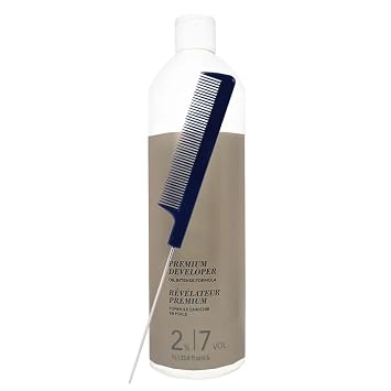 Blonde Me Developer 2% / 7 Volume 33.8 oz with Pin Tail Comb Low Volume Hair Developer for Gentle Lightening and Toners