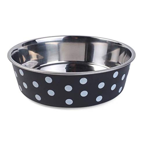 Zoon 17cm Navy Polka Bella Bowl Stainless Steel Dog Bowl