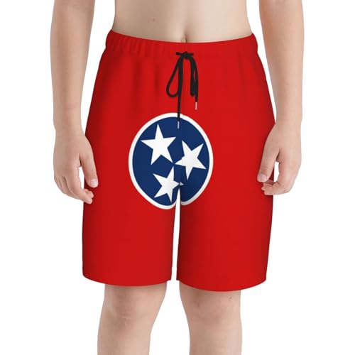Tennessee State Flag Youth Beach Pants, Soft and Breathable, with Drawstring Waist, Suitable for Sports and Leisure.3
