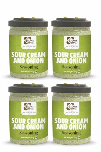 Image of Browntree Sour Cream and Onion Seasoning-Pack of 4 | Popcorn Seasoning Powder | Salads, Pasta, Fries, Finger Chips, Dips, Masala & More - 200Gms