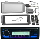98-2013 Kenwood Harley Touring Install Adapter Dash Kit FLHT FLHTC FLHX CD MP3 AM/FM Radio Stereo With Bluetooth Streming Music With Steering Wheel Thumb Control Interface Enrock Antenna + Cover