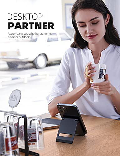 Lamicall [𝟮𝟬𝟮𝟯 𝙐𝙥𝙜𝙧𝙖𝙙𝙚𝙙 Aluminum Portable Cell Phone Stand - Foldable Phone Stand For Desk, Small Pocket, Adjustable Mobile Holder, Fit For Iphone 14 Plus 13 12 Mini Pro Max Xs Xr, 4-7.2" #TOP3