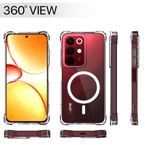 Image of Amazon Basics Back Cover for Realme Narzo 90X 5G / Realme C85 5G / Realme 15X 5G Mag-Safe Shockproof PC + TPU Protective Case Magnetic Support Bumper Case (Transparent Mag-Safe)