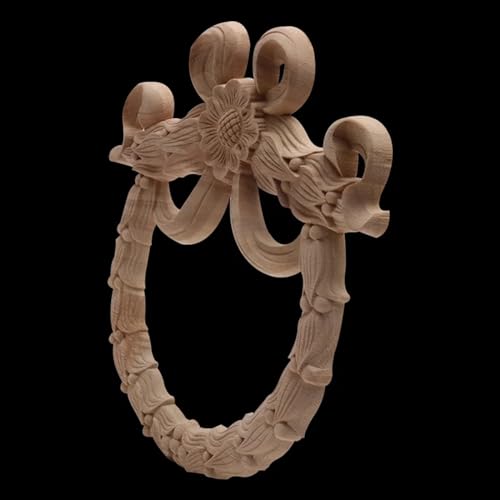 Flor tallada en madera maciza Dongyang de 20x20 cm para decorar puertas redondas 4