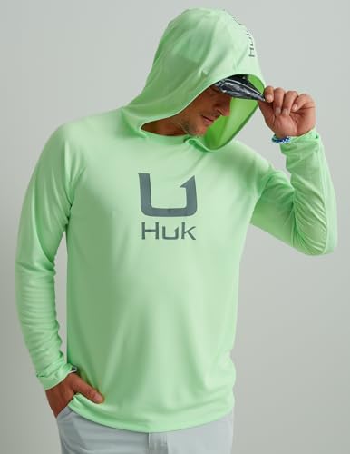 HUK Standard Icon X Hoodie, Fishing Shirt with Sun Protection for Men, Patina3