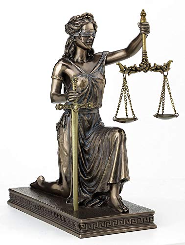 Estatua de la justicia arrodillada Veronese Design en bronce con abrecartas de espada 2