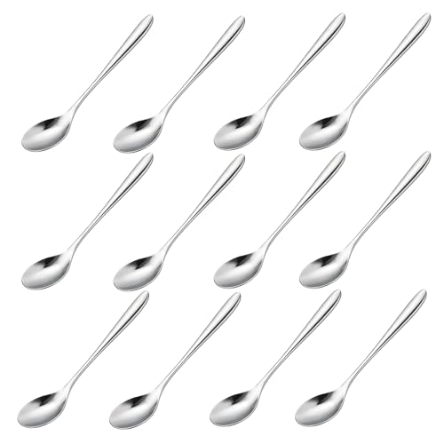 12 PCS Petites Cuillères en Acier Inoxydable, 12X2cm, Mini Cuillères à Dessert et Café, Cuillères à Café Élégantes pour Sucre, Épices, Condiments et...