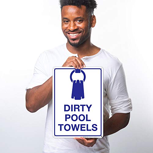 Cartel de piscina Dirty Pool Towels 10x14 pulgadas aluminio miniatura 2