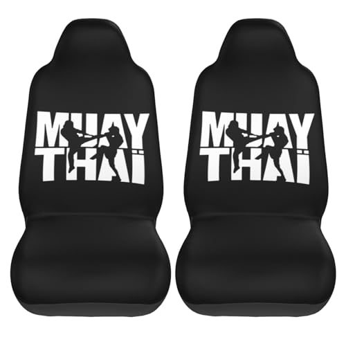 Image of Muay Thai Car Seat Covers 2 Front Seats,Breathable Durable Seat Covers for Cars,Universal Fit for SUV,Vans,sedans, Trucks, Automotive Interior Covers,Black