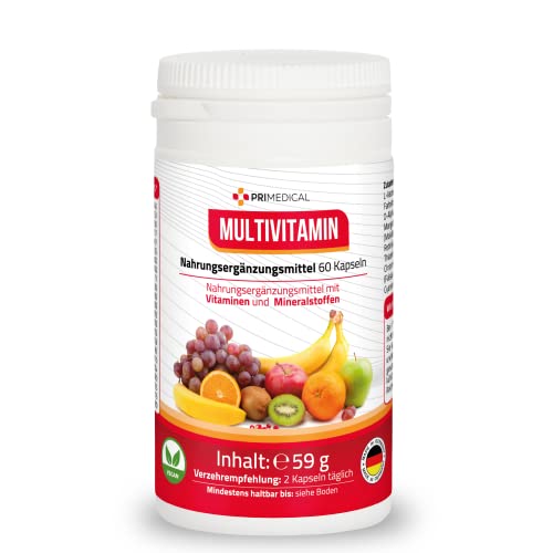 MULTIVITAMINE und MINERALSTOFFE A-Z KAPSELN Monatspackung, vegane Multivitaminkapseln mit 23 aktiven Vitaminen & Mineralstoffen Primedical 1 x 60 Kapseln MULTIVITAMINE und MINERALSTOFFE A-Z KAPSELN Monatspackung, vegane Multivitaminkapseln mit 23 aktiven Vitaminen & Mineralstoffen Primedical 1 x 60 Kapseln